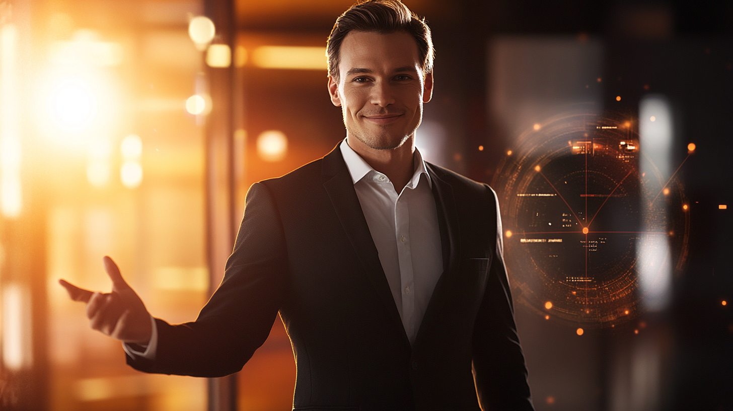 A modern guild master in a suit welcoming users to the Masters’ Guild platform, representing trust and professionalism. Quick Guide to using the app.