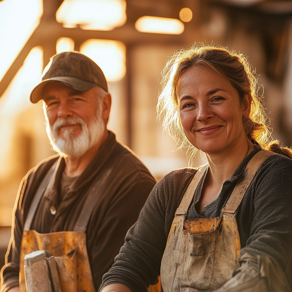 An older and younger tradesperson collaborating in a warm, cooperative setting—Masters’ Guild stands for shared growth, mentorship, and sustainable success in skilled trades.